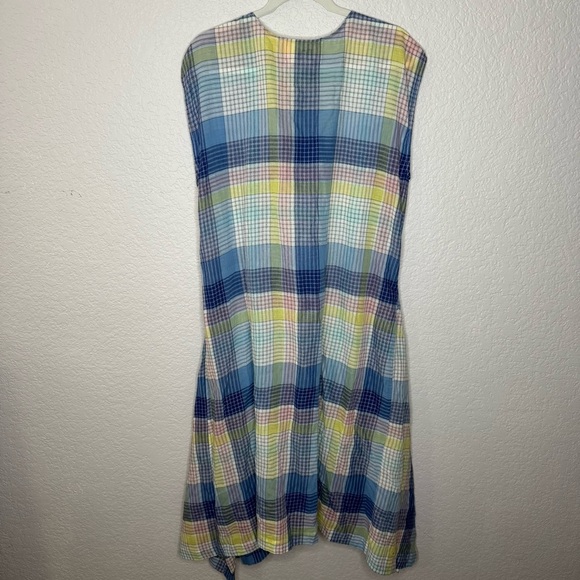 Mii Collection Handwoven Plaid Blue Small Midi Dress Lightweight Summer Colorful - Picture 8 of 8